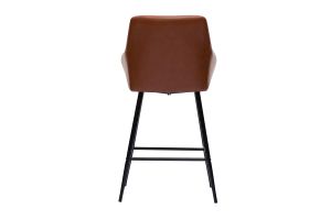 Tabourets de bar avec sièges matelassés marron et métal noir H65 cm (lot de 2) MONTERO