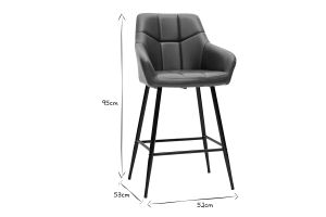 Tabourets de bar avec sièges matelassés marron et métal noir H65 cm (lot de 2) MONTERO