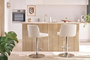 Tabourets de bar design réglables blancs (lot de 2) MONTI