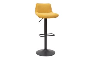 Tabourets de bar réglables pivotants 360° en tissu effet velours texturé jaune moutarde et métal (lot de 2) BOOST