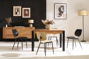 Chaises design noire en bois noir et métal (lot de 2) TOBIAS