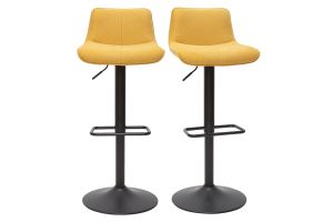 Tabourets de bar réglables pivotants 360° en tissu effet velours texturé jaune moutarde et métal (lot de 2) BOOST