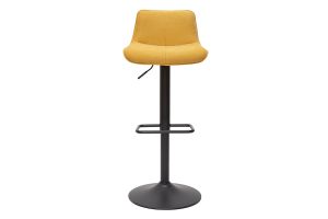 Tabourets de bar réglables pivotants 360° en tissu effet velours texturé jaune moutarde et métal (lot de 2) BOOST