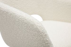 Chaises en tissu effet laine bouclée blanc cassé et métal noir (lot de 2) LAURETTE