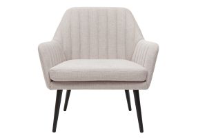 Fauteuil design en tissu effet velours texturé beige et métal noir GASTON