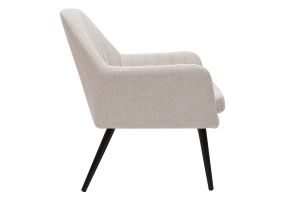 Fauteuil design en tissu effet velours texturé beige et métal noir GASTON