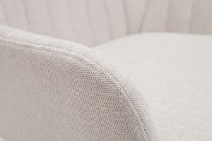 Fauteuil design en tissu effet velours texturé beige et métal noir GASTON