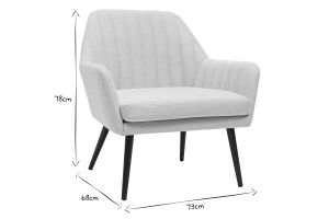 Fauteuil design en tissu effet velours texturé beige et métal noir GASTON