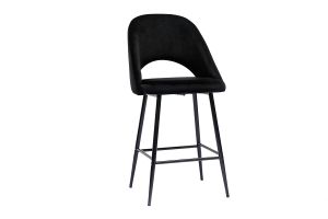 Tabourets de bar en velours noir et métal H65 cm (lot de 2) COSETTE