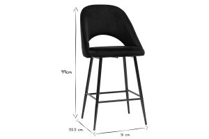 Tabourets de bar en velours noir et métal H65 cm (lot de 2) COSETTE