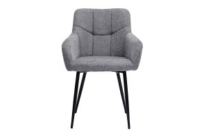 Chaises design matelassées en tissu velours texturé gris et métal noir (lot de 2) MONTERO