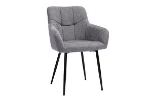 Chaises design matelassées en tissu velours texturé gris et métal noir (lot de 2) MONTERO