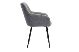 Chaises design matelassées en tissu velours texturé gris et métal noir (lot de 2) MONTERO