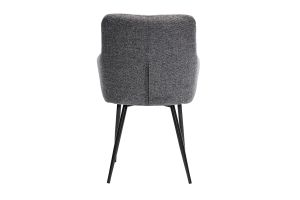 Chaises design matelassées en tissu velours texturé gris et métal noir (lot de 2) MONTERO