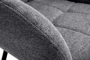 Chaises design matelassées en tissu velours texturé gris et métal noir (lot de 2) MONTERO