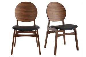 Chaises noires et bois foncé (lot de 2) ELTON
