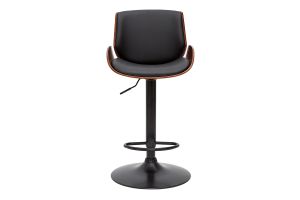 Tabouret de bar relevable noir et bois foncé VESPER