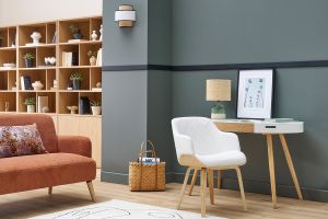 Chaise design noir et bois foncé LUCIEN