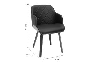 Chaise design noir et bois foncé LUCIEN