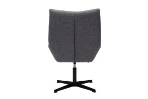 Fauteuil pivotant design en tissu effet velours texuré gris et métal noir KING