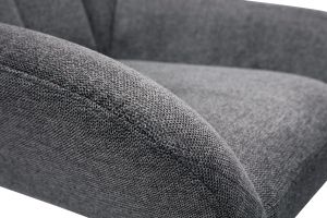 Fauteuil pivotant design en tissu effet velours texuré gris et métal noir KING