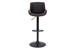 Tabouret de bar relevable noir et bois foncé VESPER
