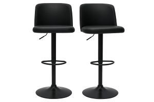 Tabourets de bar design réglables noirs et métal noir (lot de 2) MONTI