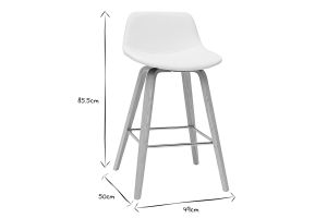 Tabourets de bar design blanc et bois clair H65 cm (lot de 2) NONIE
