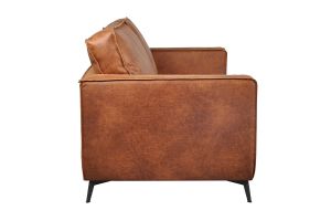 Canapé vintage 2-3 places cuir marron cognac aspect vieilli et métal noir SONNY