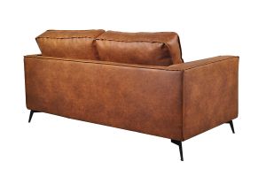 Canapé vintage 2-3 places cuir marron cognac aspect vieilli et métal noir SONNY