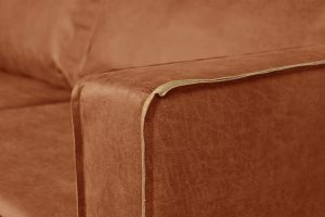 Canapé vintage 2-3 places cuir marron cognac aspect vieilli et métal noir SONNY