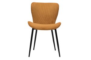 Chaises design en tissu velours côtelé jaune curry et métal noir (lot de 2) ADDICT