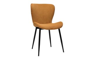 Chaises design en tissu velours côtelé jaune curry et métal noir (lot de 2) ADDICT