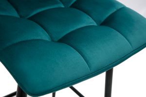 Tabourets de bar design en velours bleu pétrole H65 cm (lot de 2) MAXWELL