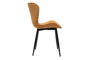 Chaises design en tissu velours côtelé jaune curry et métal noir (lot de 2) ADDICT