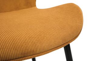Chaises design en tissu velours côtelé jaune curry et métal noir (lot de 2) ADDICT