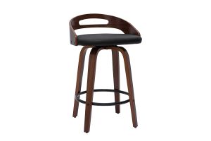 Tabourets de bar design noirs et bois foncé 65cm (lot de 2) MANO