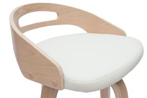 Tabourets de bar design bois clair et polyuréthane blanc 65cm pivotant 360° (lot de 2) MANO