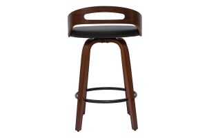 Tabourets de bar design noirs et bois foncé 65cm (lot de 2) MANO