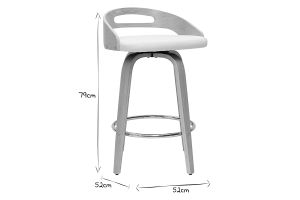 Tabourets de bar design bois clair et polyuréthane blanc 65cm pivotant 360° (lot de 2) MANO