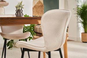 Chaises design en tissu velours côtelé beige et métal noir (lot de 2) ADDICT