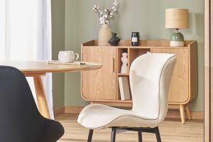 Chaises design en tissu velours côtelé beige et métal noir (lot de 2) ADDICT