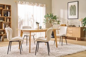 Chaises design en tissu velours côtelé beige et métal noir (lot de 2) ADDICT