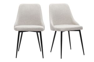 Chaises design en tissu effet velours beige naturel et métal noir (lot de 2) CULT