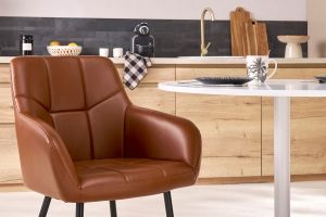 Chaises matelassées marron et métal noir (lot de 2) MONTERO