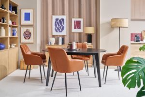 Chaises matelassées marron et métal noir (lot de 2) MONTERO