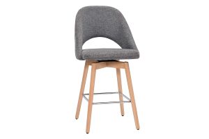 Tabourets de bar scandinaves tissu effet velours texturé gris et hévéa massif 65 cm (lot de 2) COSETTE