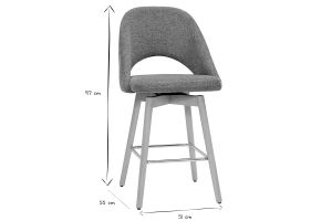 Tabourets de bar scandinaves tissu effet velours texturé gris et hévéa massif 65 cm (lot de 2) COSETTE