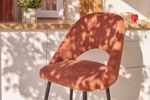 Tabourets de bar en tissu effet velours texturé terre brûlée H65 cm (lot de 2) COSETTE