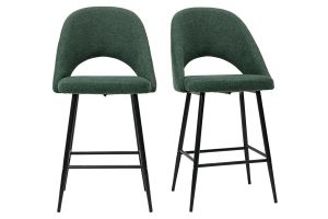 Tabourets de bar en tissu effet velours texturé vert H65 cm (lot de 2) COSETTE